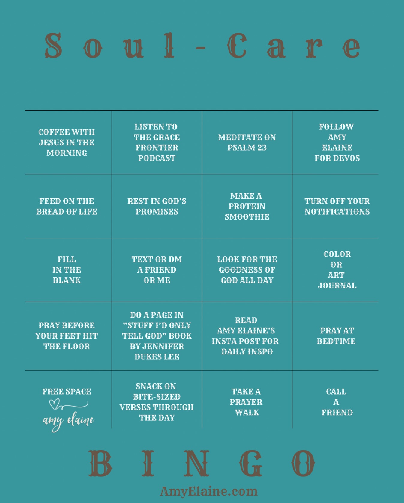 Soul-care Bingo