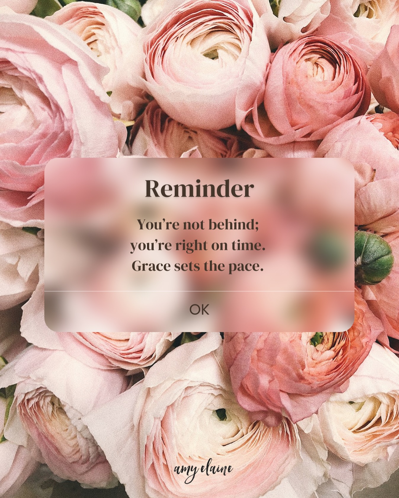 Reminder You're not behind; you're right on time. Grace sets the pace.